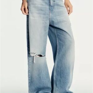 Zara Light Blue High Waisted Wide Leg Jeans
